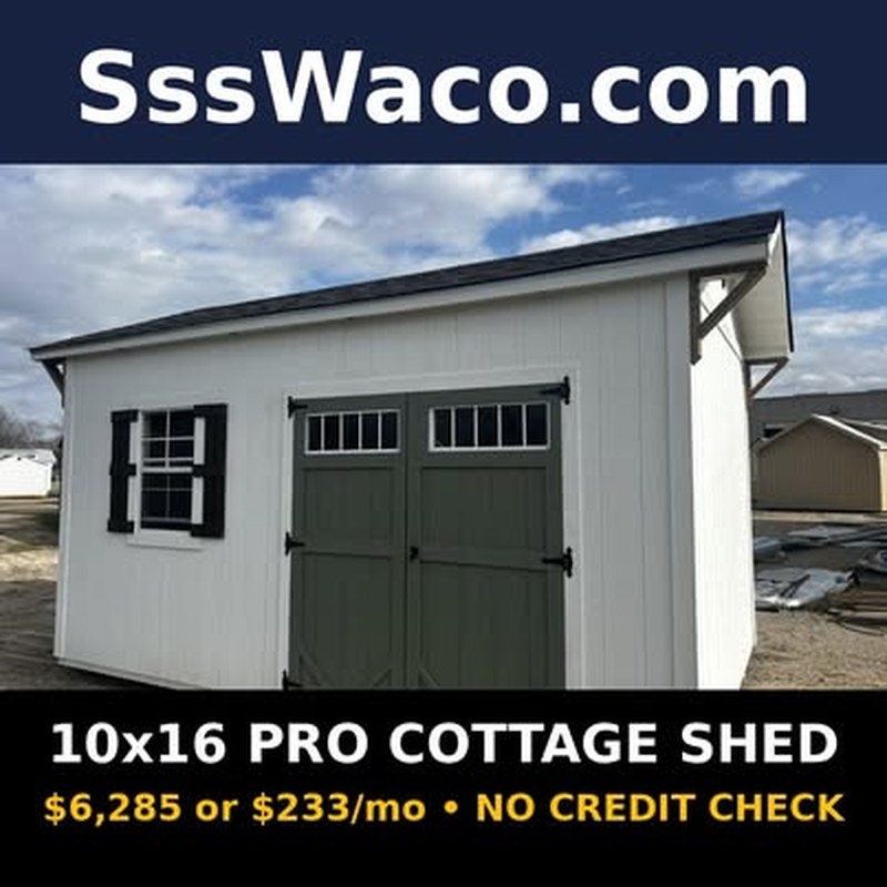 Secure Storage Sheds 160 Sqft Pro Cottage Shed $233/mo, only $233 down, delivered!