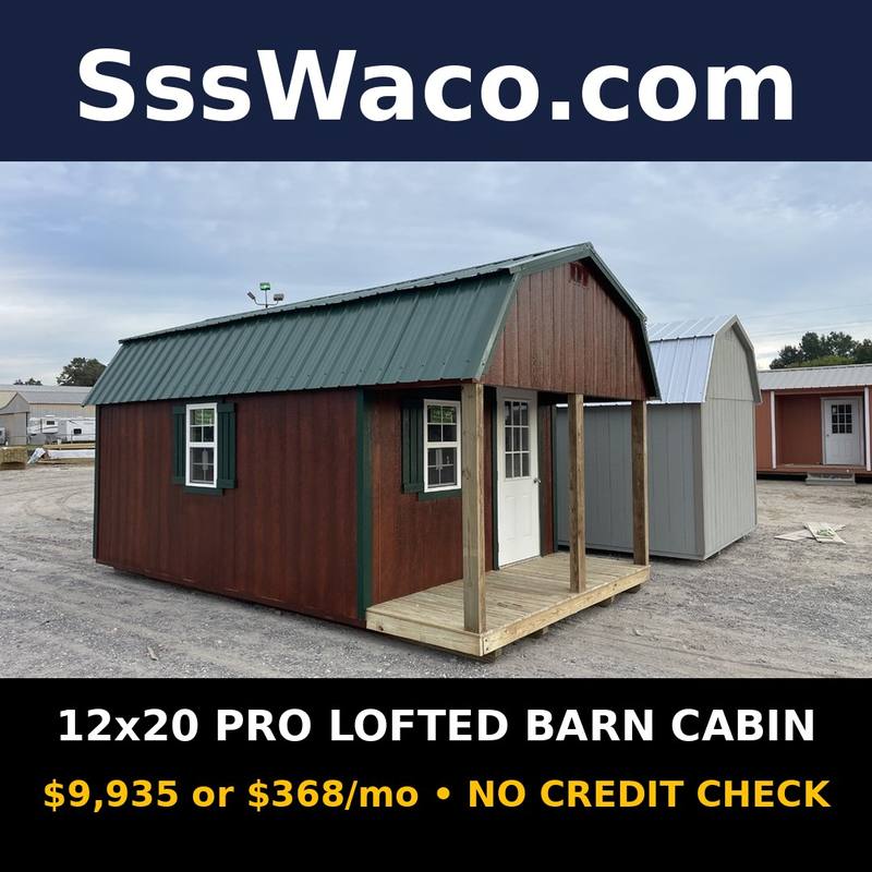 Secure Storage Sheds 240 Sqft Pro Lofted Barn Cabin 320/mo, only $368 down, delivered!