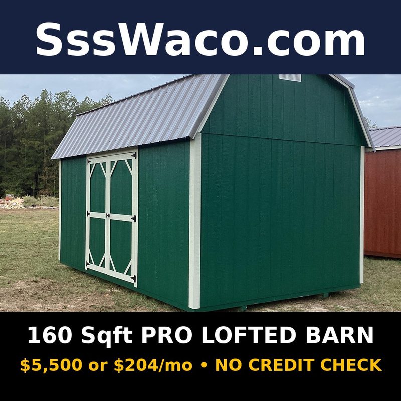 Secure Storage Sheds 160 Sqft Pro Lofted Barn $204/mo, only $204 down, delivered!