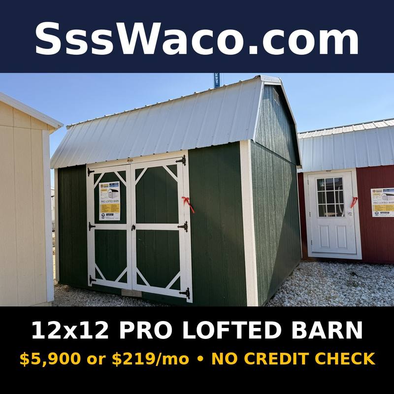 Secure Storage Sheds 144 Sqft Pro Lofted Barn $219/mo, only $219 down, delivered!