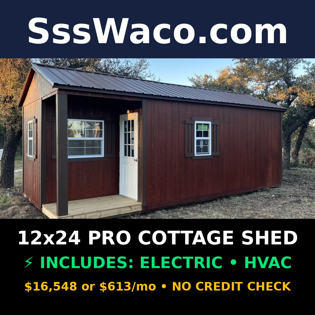 Secure Storage Sheds 288 Sqft Pro Cottage Shed Has Upgrades $613/mo, only $613 down, delivered!