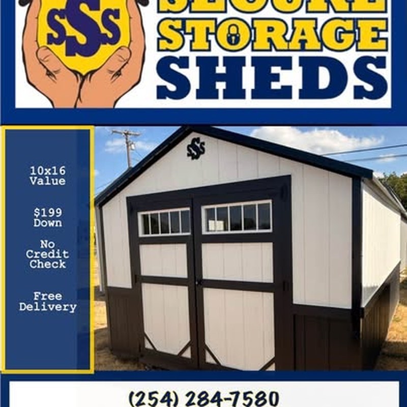 Secure Storage Sheds 160 Sqft Value Shed $199/mo, only $199 down, delivered!
