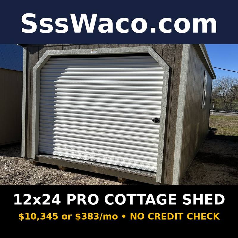 Secure Storage Sheds 288 Sqft Pro Cottage Shed $383/mo, only $383 down, delivered!