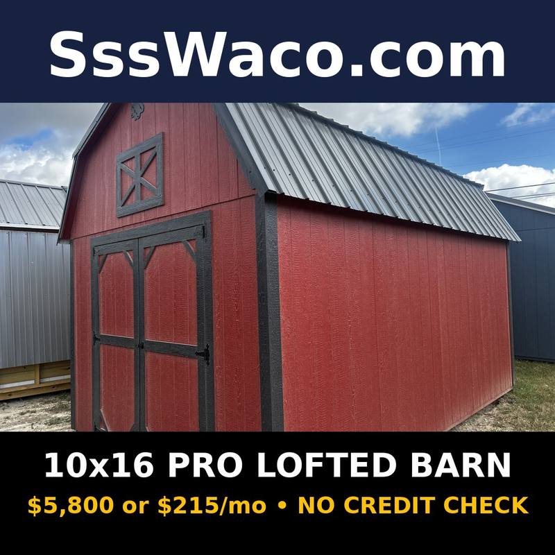 Secure Storage Sheds 160 Sqft Barn $215/mo, only $215 down, delivered!