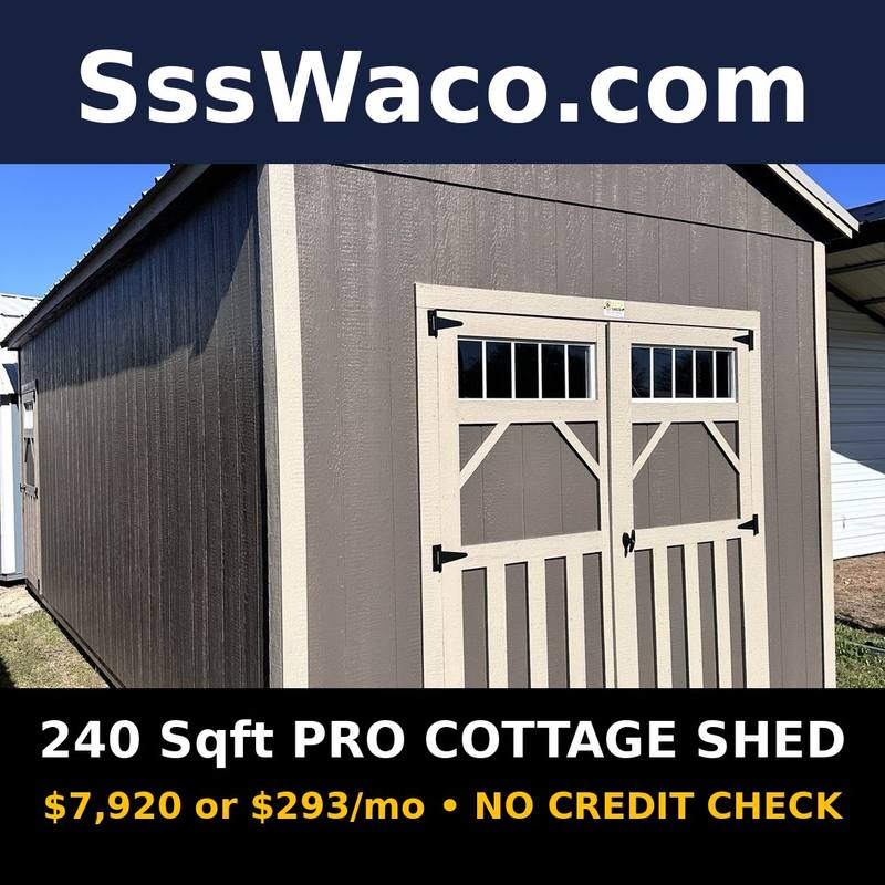 Secure Storage Sheds 240 Sqft Pro Cottage Shed $293/mo, only $293 down, delivered!
