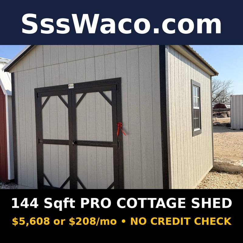 Secure Storage Sheds 144 Sqft Pro Cottage Shed $208/mo, only $208 down, delivered!