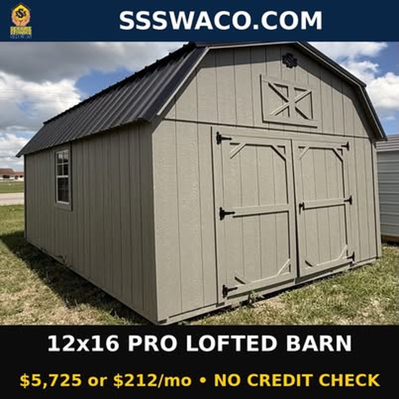 Secure Storage Sheds 192 Sqft Lofted Barn $212/mo, only $212 down, delivered!
