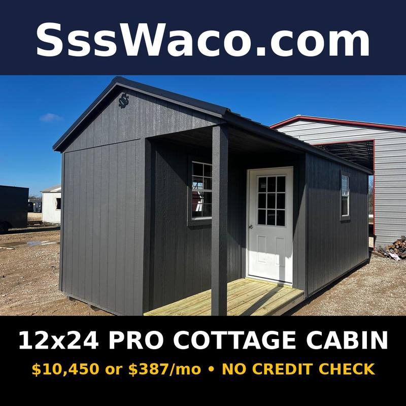 Secure Storage Sheds 288 Sqft Pro Cottage Cabin $387/mo, only $387 down, delivered!
