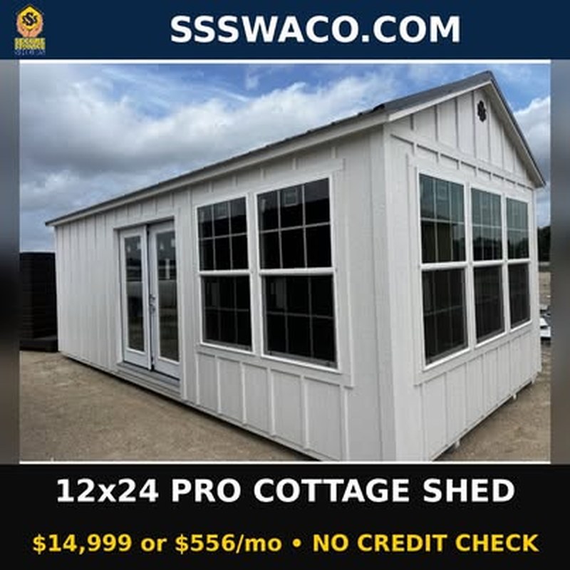 Secure Storage Sheds 288 Sqft Office Shell $556/mo, only $556 down, delivered!
