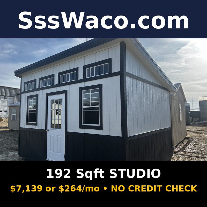 Secure Storage Sheds 192 Sqft Studio $264/mo, only $264 down, delivered!