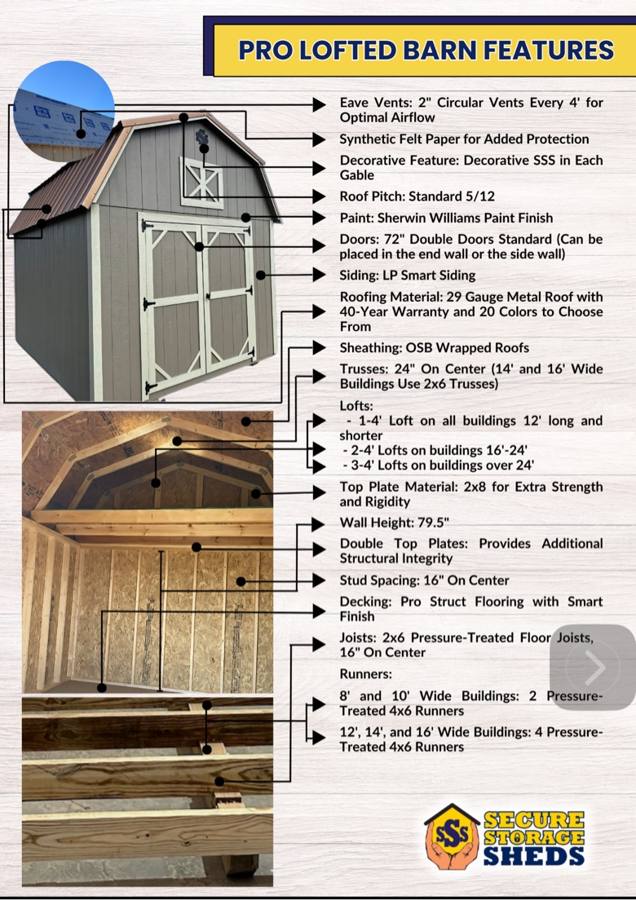 Pro Lofted Barn spec sheet